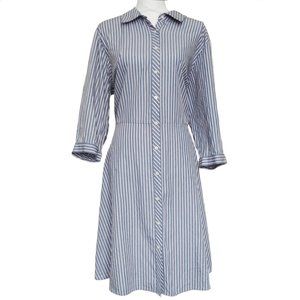 Tommy Hilfiger Striped Shirt Dress Size 1X Blue Pink 3/4 Sleeve A-Line Cotton
